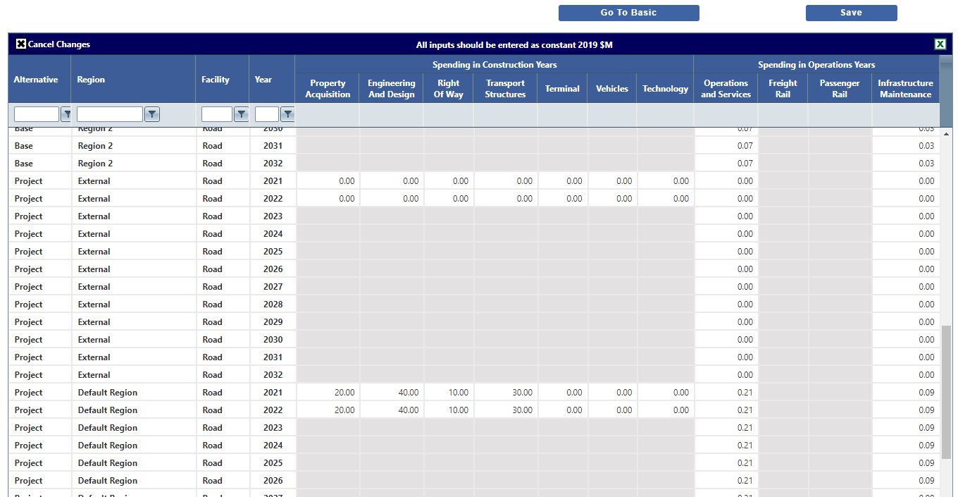 Advanced Costs - O-D based Inputs