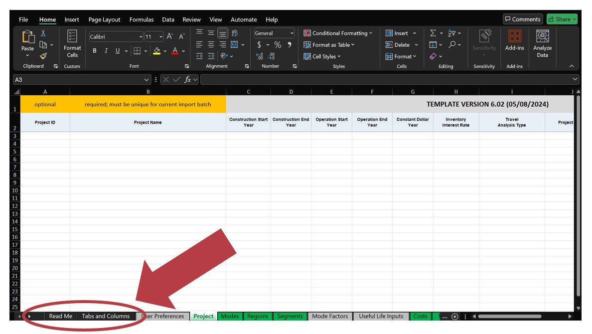 Import spreadsheet file