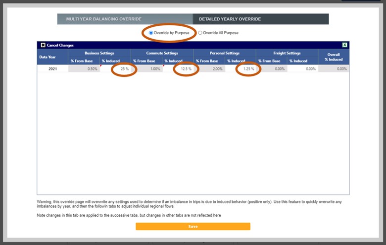 : Trip Balancing - Override by Purpose
